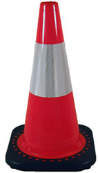 Traffic Safety Cones in Stock: 3 Pack of 18-Inch Bright Orange Traffic Safety Cones With Reflective Collars