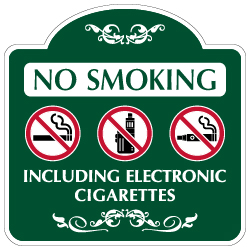 Mission Style No Smoking Including Electronic Cigarettes Sign - 18x18 - Made with 3M Reflective Rust-Free Heavy Gauge Durable Aluminum available for quick shipping from STOPSignsAndMore.com