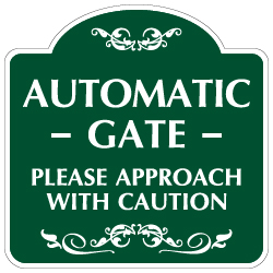 Mission Style Automatic Gate Approach With Caution Sign - 18x18 - Made with 3M Reflective Rust-Free Heavy Gauge Durable Aluminum available for quick shipping from STOPSignsAndMore.com