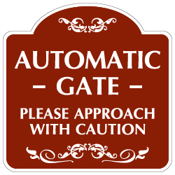 Signmission Designer Series Sign - Stop, Automatic Gate Opens Inward With Symbol Heavy Gauge Aluminum Architectural Sign Prot