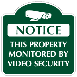 Mission Style Property Monitored By Video Security Sign - 18x18 - Made with 3M Reflective Rust-Free Heavy Gauge Durable Aluminum available for quick shipping from STOPSignsAndMore.com