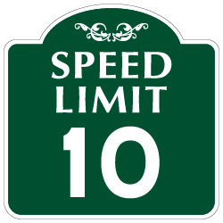 Mission Style 10-MPH SPEED LIMIT Sign - 18x18 - Made with 3M Engineer Grade Reflective Rust-Free Heavy Gauge Durable Aluminum available at STOPSignsAndMore.com