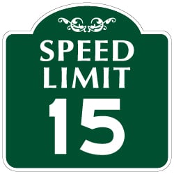 Mission Style 15-MPH SPEED LIMIT Sign - 18x18 - Made with 3M Engineer Grade Reflective Rust-Free Heavy Gauge Durable Aluminum available at STOPSignsAndMore.com