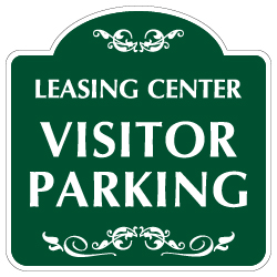 Mission Style Leasing Center Visitor Parking Sign - 18x18 - Made with 3M Reflective Rust-Free Heavy Gauge Durable Aluminum available for quick shipping from STOPSignsAndMore.com