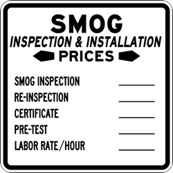 SMOG Inspection Price Sign - 24x24