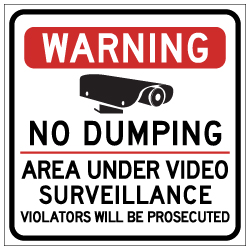 Warning No Dumping Area Under Video Surveillance Magnetic Sign - 24x24 - Made with Reflective Magnum Magnetics 30 Mil Material available from StopSignsandMore.com