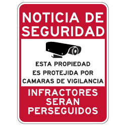 Spanish Property Protected By Video Surveillance Sign - 18x24