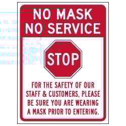 Window Decal - No Mask No Service - 6x8 (Pack of 3) - Digitally printed on rugged vinyl using outdoor-rated inks. Buy Public Health Safety Window Decals from StopSignsandMore.com