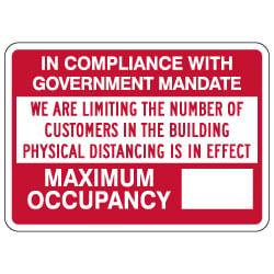 Max Occupancy Physical Distancing In Effect Sign - 14x10 - Made with Non-Reflective Rust-Free Heavy Gauge Durable Aluminum available for fast shipping from STOPSignsAndMore.com