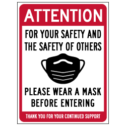 Window Decal - Please Wear A Mask Before Entering - 6x8 (Pack of 3) - Digitally printed on rugged vinyl using outdoor-rated inks. Buy Public Health Safety Window Decals from StopSignsandMore.com