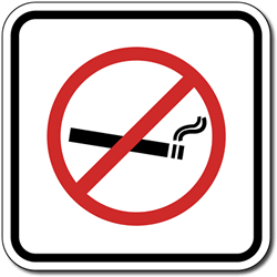 No Smoking Symbol Sign - 12x12 - Control unwanted smoking with this durable and reflective aluminum No Smoking Symbol Sign