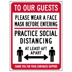 Window Decal - Practice Social Distancing - 6x8 (Pack of 3) - Digitally printed on rugged vinyl using outdoor-rated inks. Buy Public Health Safety Window Decals from StopSignsandMore.com