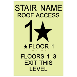 ADA Luminous International Fire Code Stair Signs with Tactile Text and Grade 2 Braille - 12x18  | Complies with International Fire Code (IFC 1022.9)