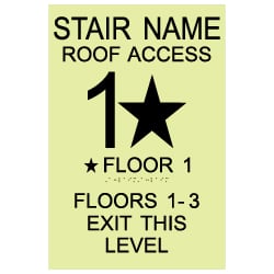 ADA Luminous International Fire Code Stair Signs with Tactile Text and Grade 2 Braille - 12x18  | Complies with International Fire Code (IFC 1022.9)