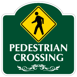 Mission Style Pedestrian Crossing Sign - 18x18. Made with 3M Reflective Rust-Free Heavy Gauge Durable Aluminum available for quick shipping from STOPSignsAndMore