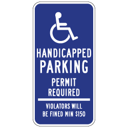 Connecticut State Handicapped Parking Sign - 12x24 - Reflective heavy-gauge (.063) aluminum CT State Handicap Parking Signs