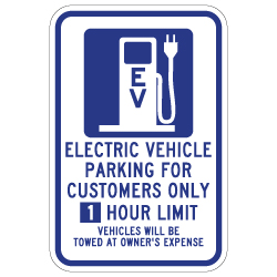 1 hour Limit 12x18 Electric Vehicle Parking Only Sign -  12x18 - available at STOPSignsAndMore.com