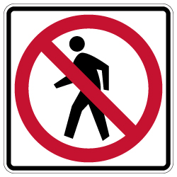 R9-3 - No Pedestrians Allowed Symbol Signs - 30x30 - Official MUTCD Reflective Rust-Free Heavy Gauge Aluminum Road Signs
