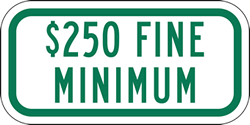 R7-8A-OH Ohio State $250 Minimum Fine Sign - 12x6