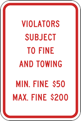 R7-8F Pennsylvania State Handicap Parking Supplemental Fine Sign - 12x18