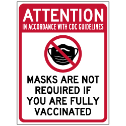 Label - Masks Are Not Required If You Are Vaccinated (Pack of 3) - Digitally printed on rugged vinyl using outdoor-rated inks. Buy Public Health Safety Window Decals from StopSignsandMore.com