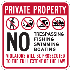 No Trespassing Fishing Swimming Boating Sign - 18x18 - No Trespassing Signs Made with Reflective Rust-Free Heavy Gauge Durable Aluminum available at STOPSignsAndMore