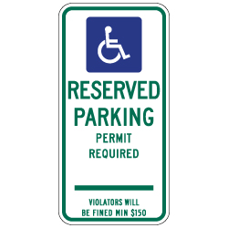 Connecticut State Handicap Reserved Parking Sign - No Arrow - 12x24 - Made with Reflective Rust-Free Heavy Gauge Durable Aluminum available at STOPSignsAndMore.com