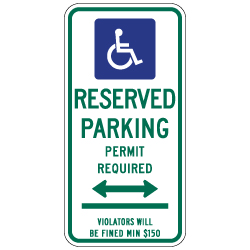 Connecticut State Handicap Reserved Parking Sign - Double Arrow - 12x24 - Made with Reflective Rust-Free Heavy Gauge Durable Aluminum available at STOPSignsAndMore.com