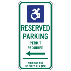 Connecticut Handicap Parking Sign with Active ISA - Left Arrow - 12x24 - Made with Reflective Rust-Free Heavy Gauge Durable Aluminum available at STOPSignsAndMore.com