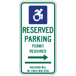 Connecticut Handicap Parking Sign with Active ISA - Right Arrow - 12x24 - Made with Reflective Rust-Free Heavy Gauge Durable Aluminum available at STOPSignsAndMore.com