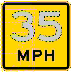 MUTCD Compliant W13-1P Advisory Speed Sign - 18x18 - Variable Speed - Made with 3M Reflective Rust-Free Heavy Gauge Durable Aluminum available at STOPSignsAndMore