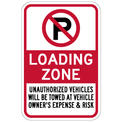 Loading Zone With No Parking Symbol Sign - 12x18 - Our Loading Zone Signs Are Made with Reflective Vinyl, Rust-Free Heavy Gauge Durable Aluminum Available at STOPSignsAndMore