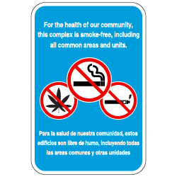 No Smoking This Is A Smoke Free Community Sign - 12x18 - Made with Reflective Vinyl, Rust-Free Heavy Gauge Durable Aluminum Available at STOPSignsAndMore.com