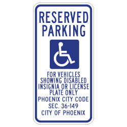 Arizona State Handicap Reserved Parking Sign  - 12x24 - Made with Reflective Rust-Free Heavy Gauge Durable Aluminum available at STOPSignsAndMore.com