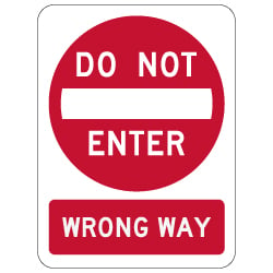 R5-1 Official MUTCD Do Not Enter/Wrong Way Combo Road Signs - 12x18