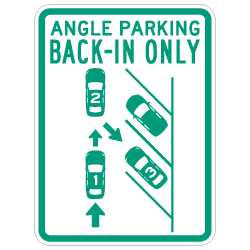 Angle Back-in Parking Only - 18x24 - Available from STOPSignsAndMore.com