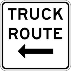 Truck Route Left Arrow Signs - 18x18 - Reflective Rust-Free Heavy Gauge Aluminum Road and Parking Lot Signs