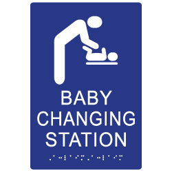 ADA Compliant Baby Changing Station Restroom Signs with Parent and Child Symbols and Braille - 6x9