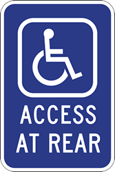 Handicapped/Wheelchair Access At Rear Signs with ISA (International Symbol of Accessibility) 12x18
