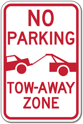 No Parking Tow-Away Zone Signs with Tow-Away Symbol - 12x18 - Reflective Rust-Free Heavy Gauge Aluminum No Parking Signs