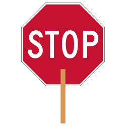 Two-Sided Paddle STOP Signs - 18x18 - Engineer Grade Prismatic Reflective Light-Weight Aluminum STOP Sign on Wood Handle