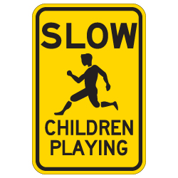 SLOW Children Playing Sign  - 12x18 - Official Reflective Rust-Free Heavy Gauge Aluminum Children At Play Signs